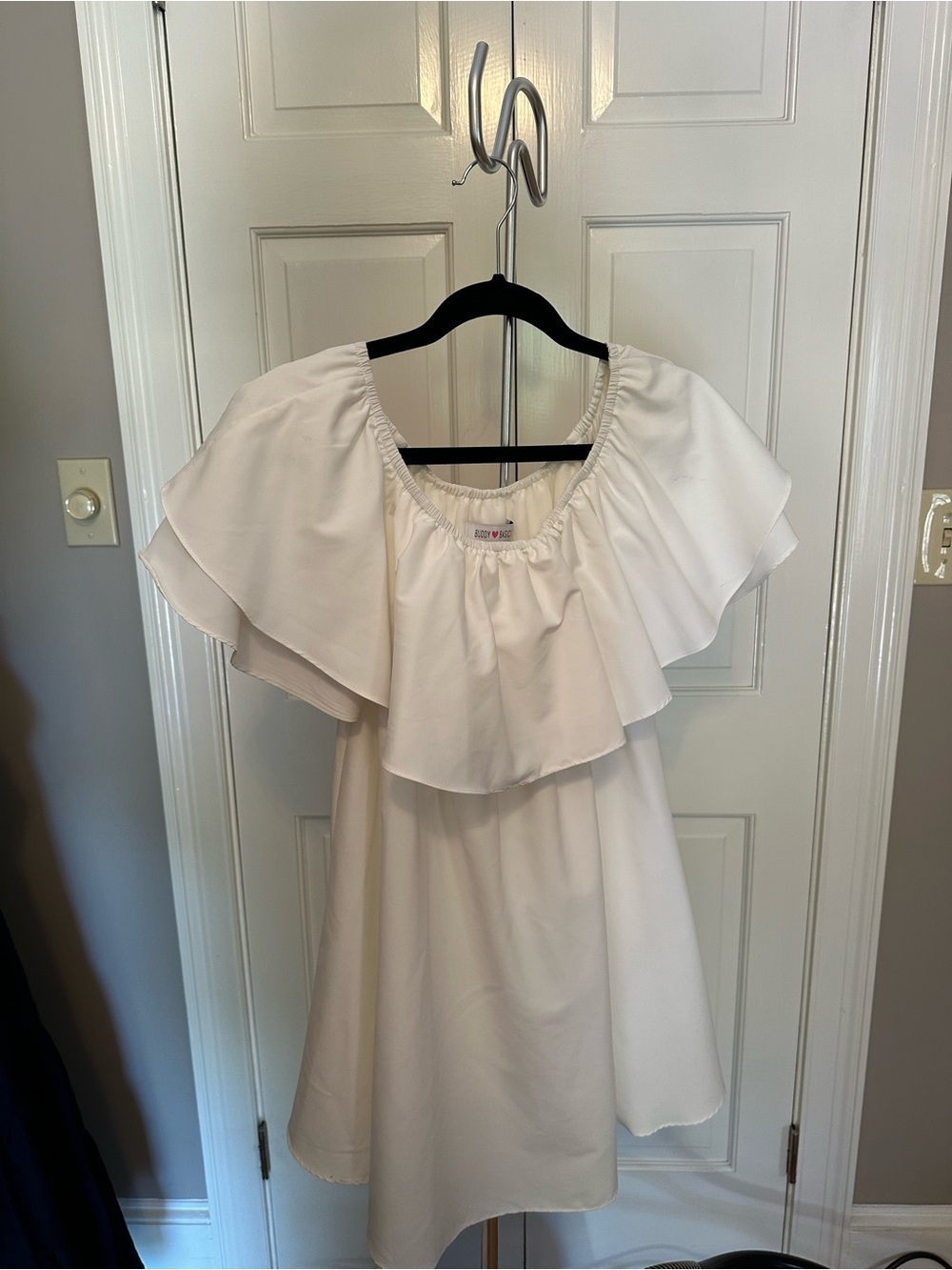 Buddy Love Cream Off-Shoulder Ruffle Top